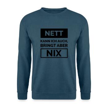 nett nix - Unisex Pullover - Indigoblau - Vorne