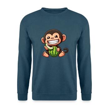 Affe Schimpanse Melone Wassermelone Honigmelone - Unisex Pullover - Indigoblau - Vorne