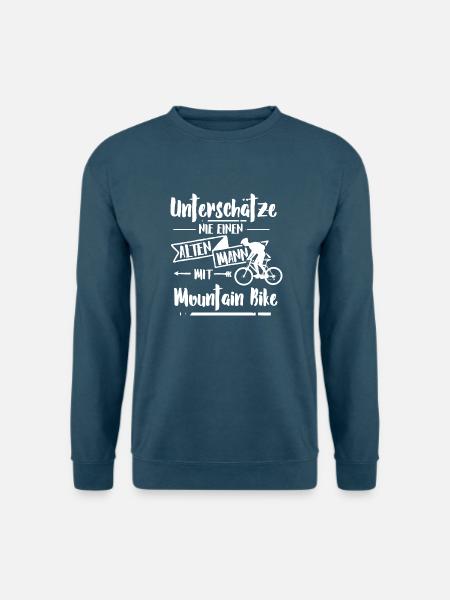 Unterschätze niemals alten Mann mit Mountainbike - Unisex Pullover - Indigoblau