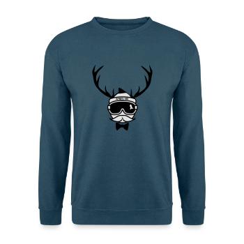 Apres Ski- Hirsch- Fliege - Unisex Pullover - Indigoblau - Vorne
