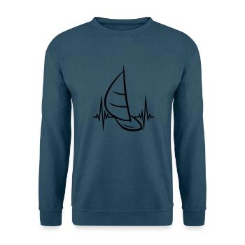 herzschlag puls frequenz meer wellen boot segeln s - Unisex Pullover - Indigoblau - Vorne