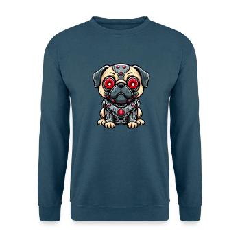 Cyborg-Mops mit Roten Augen - Unisex Pullover - Indigoblau - Vorne