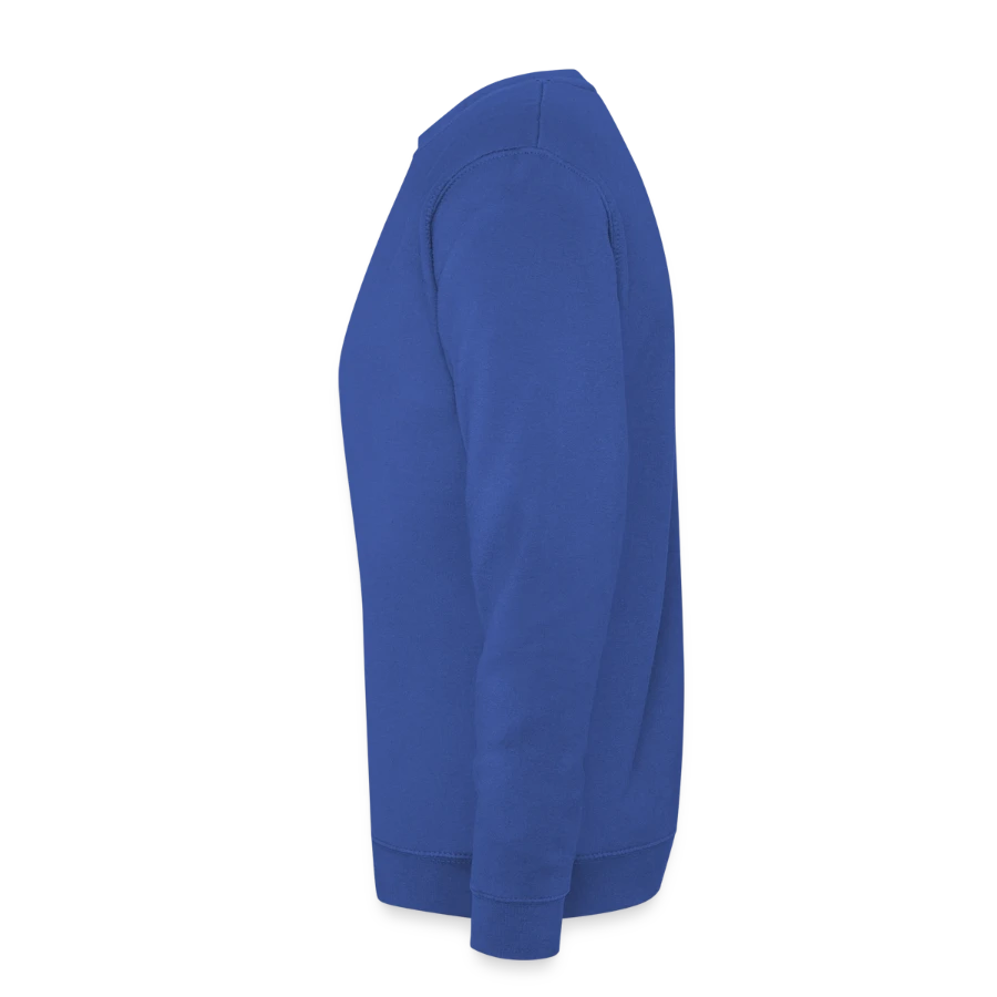 Moon Bay badge on a unisex sweatshirt, royal blue, left