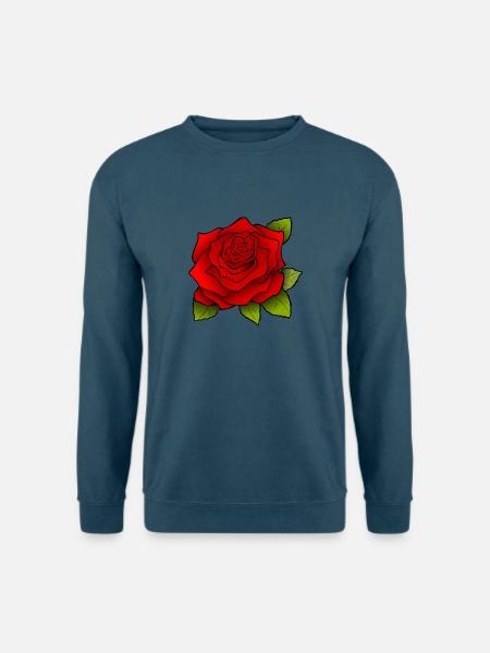Trendy Rosen-Motiv! - Unisex Pullover - Indigoblau