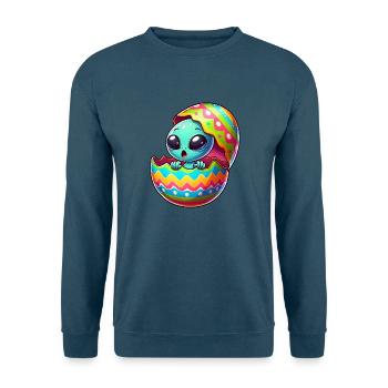 Buntes Alien-Osterei Schlüpf-Design - Unisex Pullover - Indigoblau - Vorne
