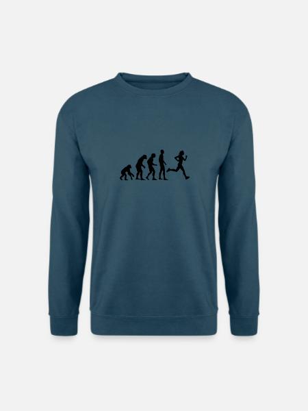 Human Evolution Running Jogging Joggen Geschenk - Unisex Pullover - Indigoblau