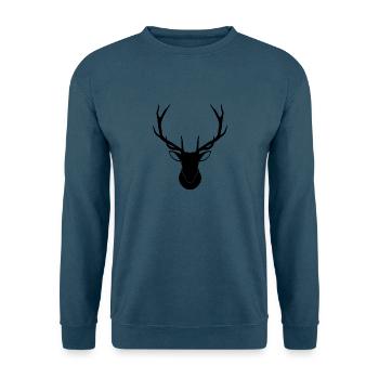 Hirsch - Hirschgeweih - Unisex Pullover - Indigoblau - Vorne