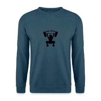 She Lifts - Unisex Pullover - Indigoblau - Vorne