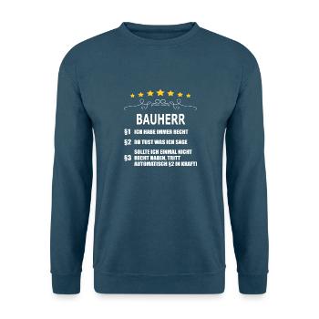 BAUHERR - Unisex Pullover - Indigoblau - Vorne