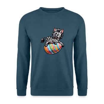 Ostern Zebra Osterei Comic - Unisex Pullover - Indigoblau - Vorne