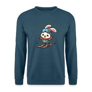 Schneehase Skiurlaub Skifahrer Kaninchen Design - Unisex Pullover - Indigoblau - Vorne