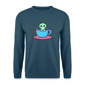 Grüner Alien & Kaffee-Tee: Interstellare Pause mit - Unisex Pullover - Indigoblau - Vorne