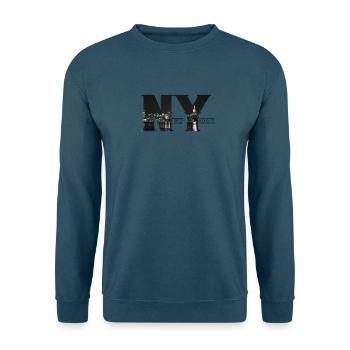 NY NYC New York mit Skyline - Unisex Pullover - Indigoblau - Vorne