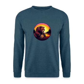 Bär mit Honig und Bienenwabe im Sonnenuntergang - - Unisex Pullover - Indigoblau - Vorne