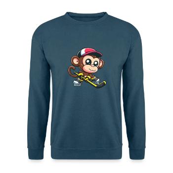 Schimpanse im Eishockey-Trikot: Ein ungewöhnlicher - Unisex Pullover - Indigoblau - Vorne