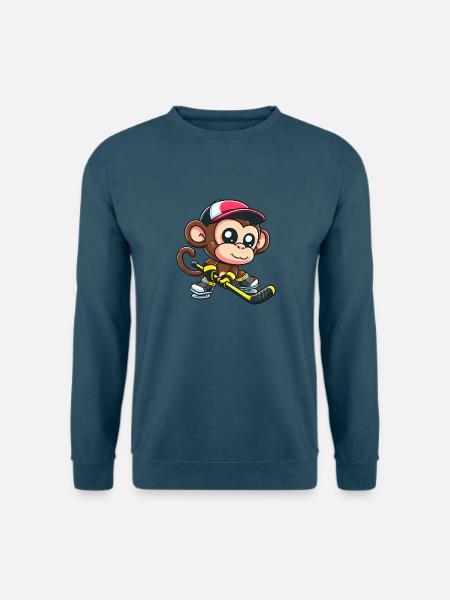 Schimpanse im Eishockey-Trikot: Ein ungewöhnlicher - Unisex Pullover - Indigoblau