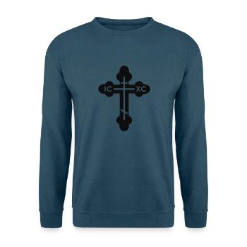 Russisch-Orthodoxer Kreuz, V.2 - Unisex Pullover - Indigoblau - Vorne