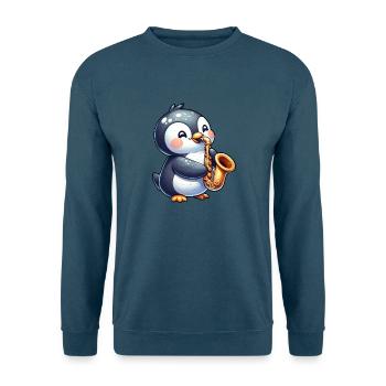 Pinguin Saxofonist Jazz Konzert - Unisex Pullover - Indigoblau - Vorne