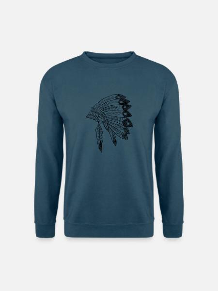 Indianer Schmuck Kopfbedeckung - Unisex Pullover - Indigoblau