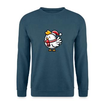 Weihnachtliches Huhn: Festliche Bauernhof-Idylle - Unisex Pullover - Indigoblau - Vorne