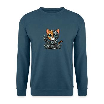 Süße Katze Roboter Cyborg Mech Futuristisch - Unisex Pullover - Indigoblau - Vorne