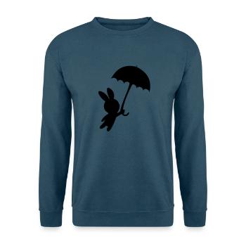 Hase Kaninchen Regenschirm Herbst fliegen Sturm - Unisex Pullover - Indigoblau - Vorne