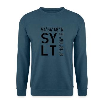 Sylt; Syltkoordinaten - Unisex Pullover - Indigoblau - Vorne