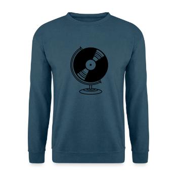 platte vinyl dj musik globus club party disko plan - Unisex Pullover - Indigoblau - Vorne