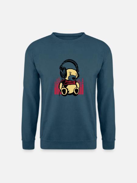 Music Dj bear teddy bär - Unisex Pullover - Indigoblau