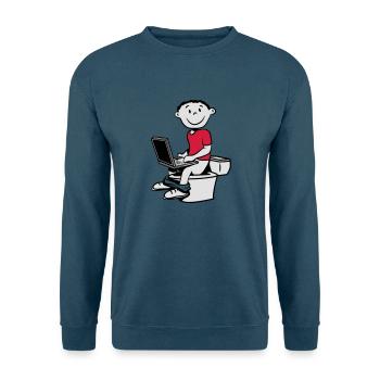 wc kleiner junge sitzen laptop - Unisex Pullover - Indigoblau - Vorne