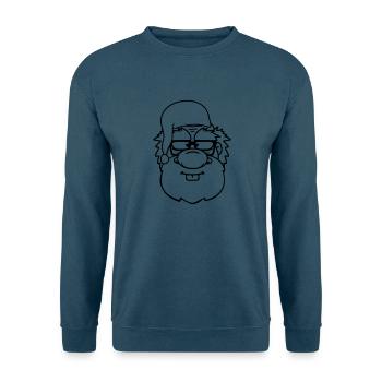 gesicht kopf opa alt grossvater schlafanzug mantel - Unisex Pullover - Indigoblau - Vorne