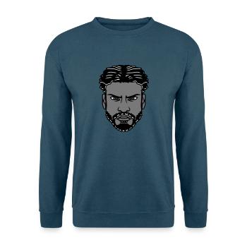 mann gesicht kopf boese junge maennlich ernster bl - Unisex Pullover - Indigoblau - Vorne