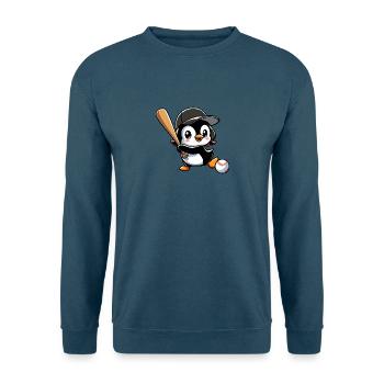 Cartoon Pinguin Baseballspieler Verein - Unisex Pullover - Indigoblau - Vorne
