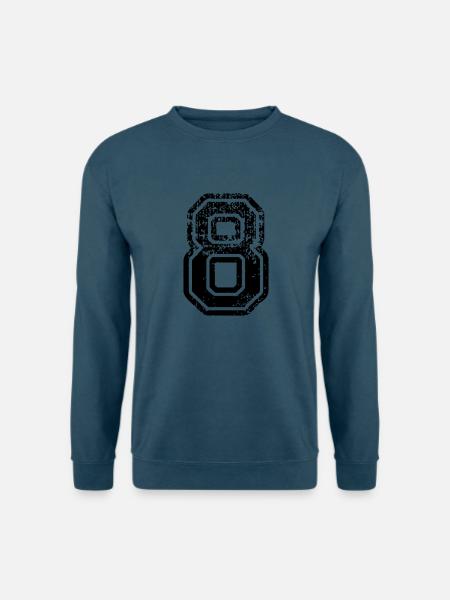 8 - Nummer - Unisex Pullover - Indigoblau