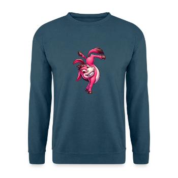 Süßer pinker Esel Handstand Sportlich Cartoon - Unisex Pullover - Indigoblau - Vorne