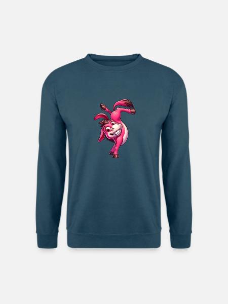 Süßer pinker Esel Handstand Sportlich Cartoon - Unisex Pullover - Indigoblau