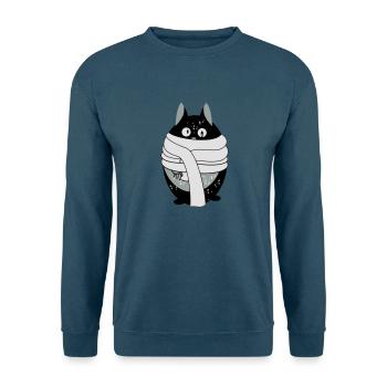 Katze mit Schal - Unisex Pullover - Indigoblau - Vorne