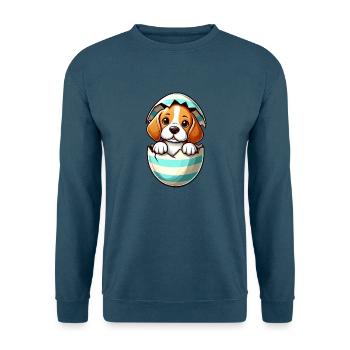 Buntes Beagle-Hund Osterei Schlüpf Design - Unisex Pullover - Indigoblau - Vorne