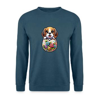 Buntes Osterei Beagle Schlüpfen Design - Unisex Pullover - Indigoblau - Vorne