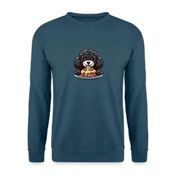 Schwarzer Pudel und Lasagne Comic - Unisex Pullover - Indigoblau - Vorne