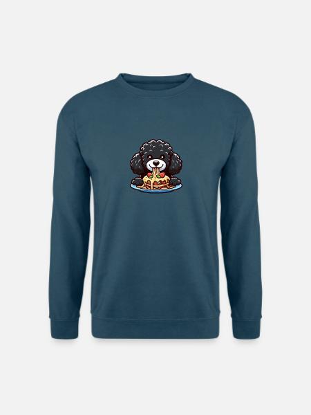 Schwarzer Pudel und Lasagne Comic - Unisex Pullover - Indigoblau