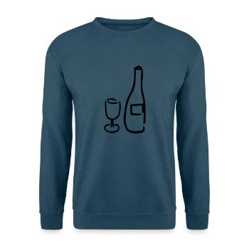 Weinflasche und Glas, traditionell,Flüssigkeit,Alk - Unisex Pullover - Indigoblau - Vorne