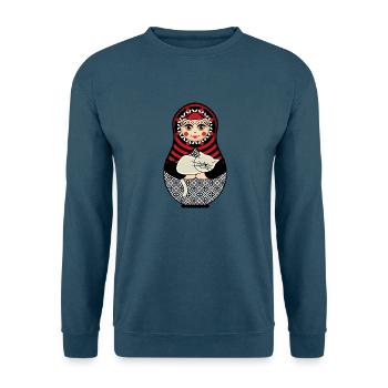 Matroschka Matruschka Russische Puppe Katze - Unisex Pullover - Indigoblau - Vorne