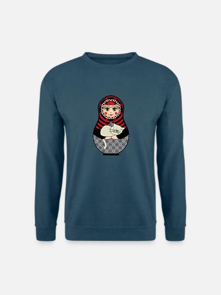 Matroschka Matruschka Russische Puppe Katze - Unisex Pullover - Indigoblau