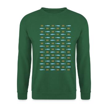 Minimalist Sardines and Waves Pattern for Summer - Unisex Sweatshirt - green - Front
