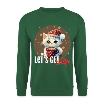 cat coffee cat Let's get cosy xmas coffee santa - Unisex Sweatshirt - green - Front