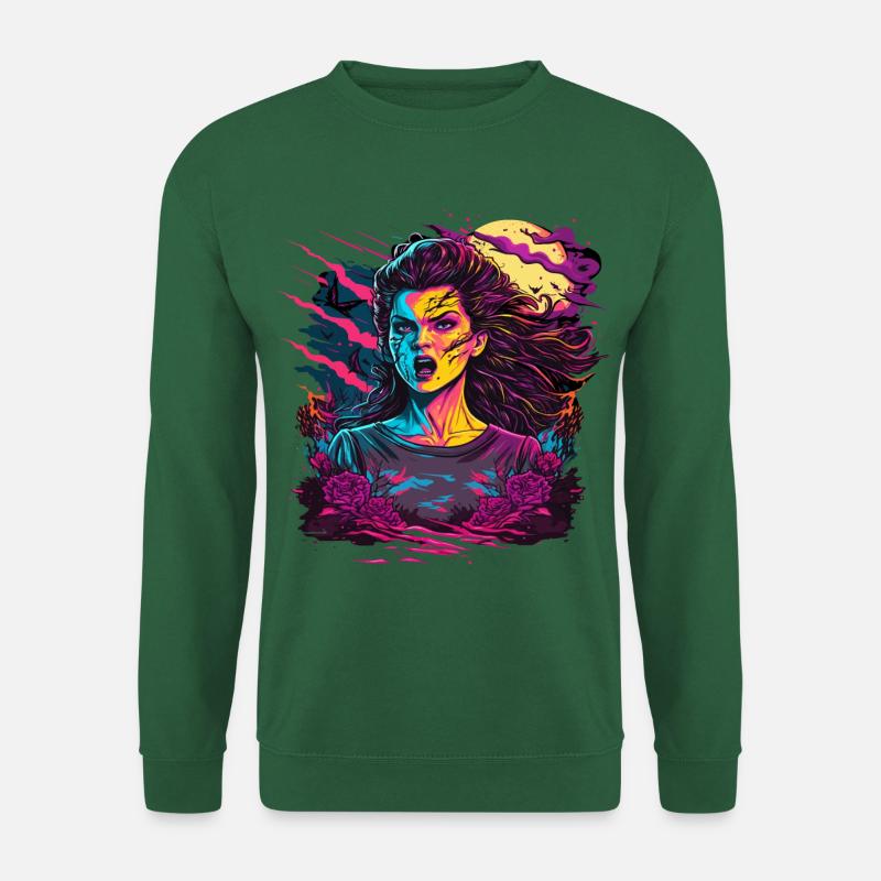 Dunkles Zombie-Mädchen - Unisex Pullover - Grün