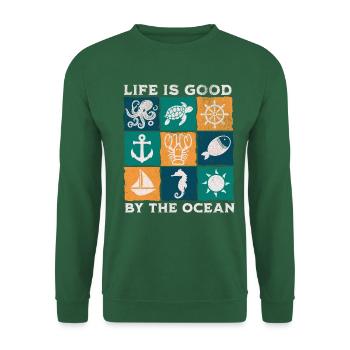 Das Leben am Meer ist gut - Unisex Pullover - Grün - Vorne