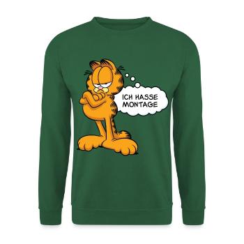 Garfield Ich Hasse Montage - Unisex Pullover - Grün - Vorne