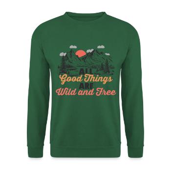 Sauvage et libre liberté de randonnée nature - Sweat-shirt Unisexe - vert foncé - Devant